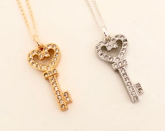 Kappa Kappa Gamma Necklace, Gold Key, Silver Key, Sorority Jewelry, Kappa Key Jewelry, Kappa Bid Day Gift, Kappa Initiation Gift