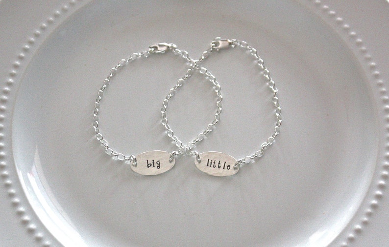 Big Little Sorority Bracelets Big Sis Little Sis Sterling Silver Bracelets Sorority Jewelry Sorority Big Little Gift image 1