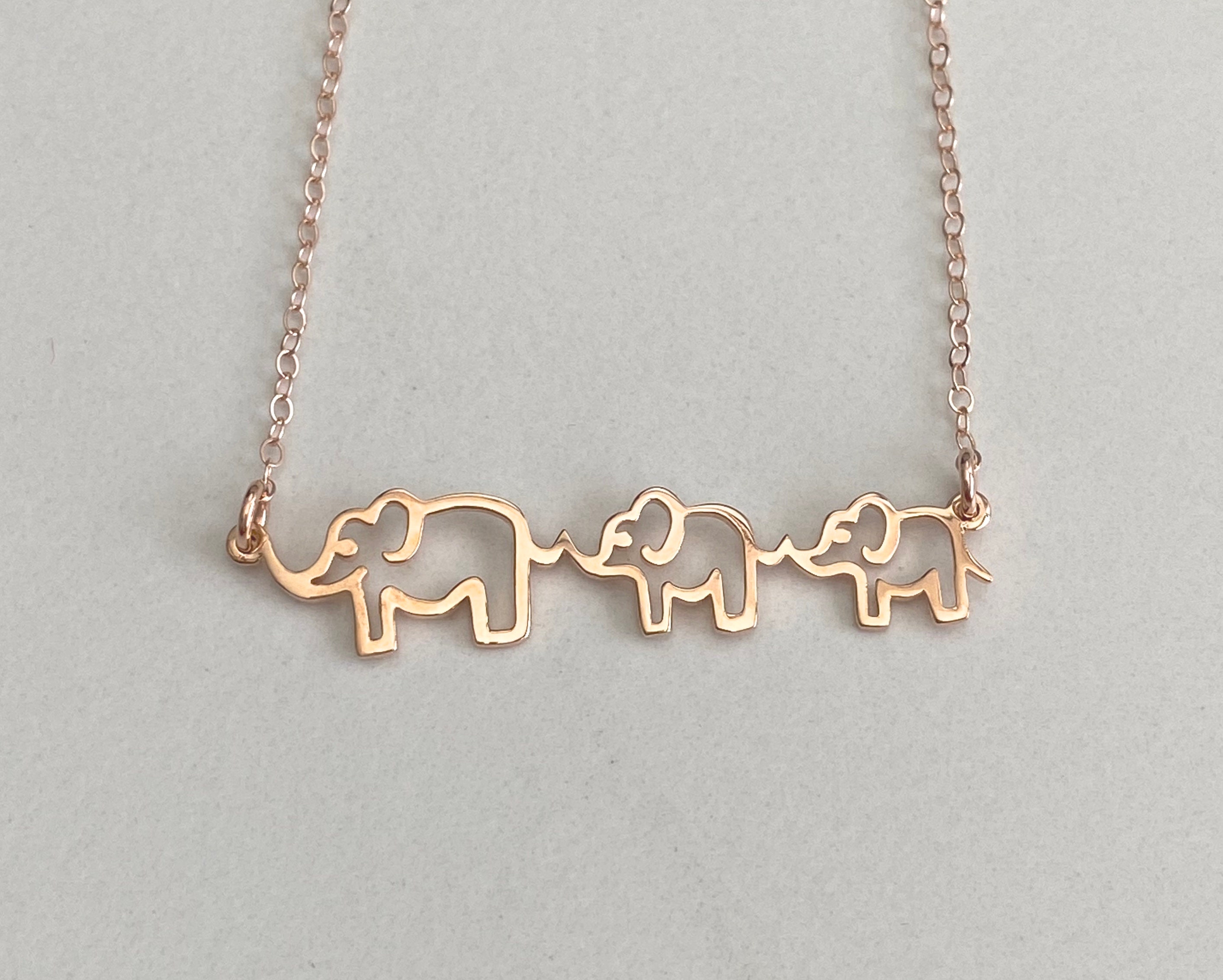 Far Fetched MAMA & BABY ELEPHANT Pendant NECKLACE STERLING Copper Brass 