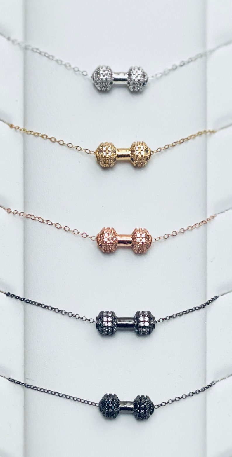 Collier haltère, bijoux d'entraînement, collier femme forte, collier de fitness, bijoux d'haltérophilie, cadeau d'entraînement pour rat de gym, cadeau de fête des mères image 2