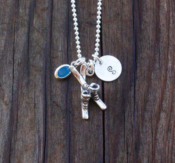Ski Necklace Ski Jewelry Sterling Silver Personalized Ski