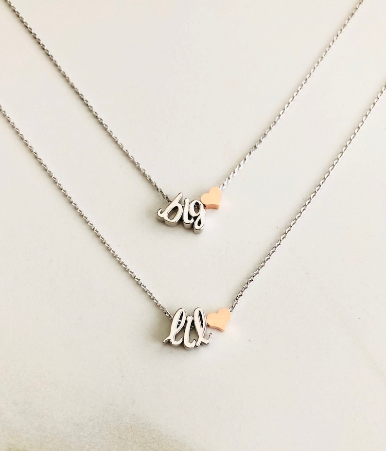 Big Little Necklace, Big Sis Lil Sis Letter Sorority Necklace, Sorority Jewelry, Big Little Jewelry, Big Little Reveal image 2