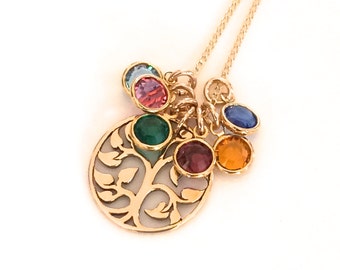 Birthstone Necklace, Family Tree Necklace, Birthstone Jewelry, Tree of Life Jewelry, Mother's Day Necklace, Mother's Day Gift