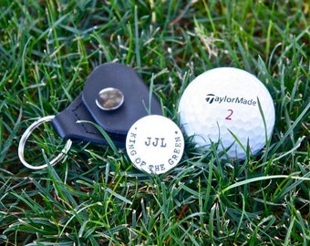 Golf Ball Marker and Leather Case, Sterling Silver, Golf Gift, Groomsmen Gifts, Golf Gift for Dad, Golf Gift for Grandpa, Father's Day Gift