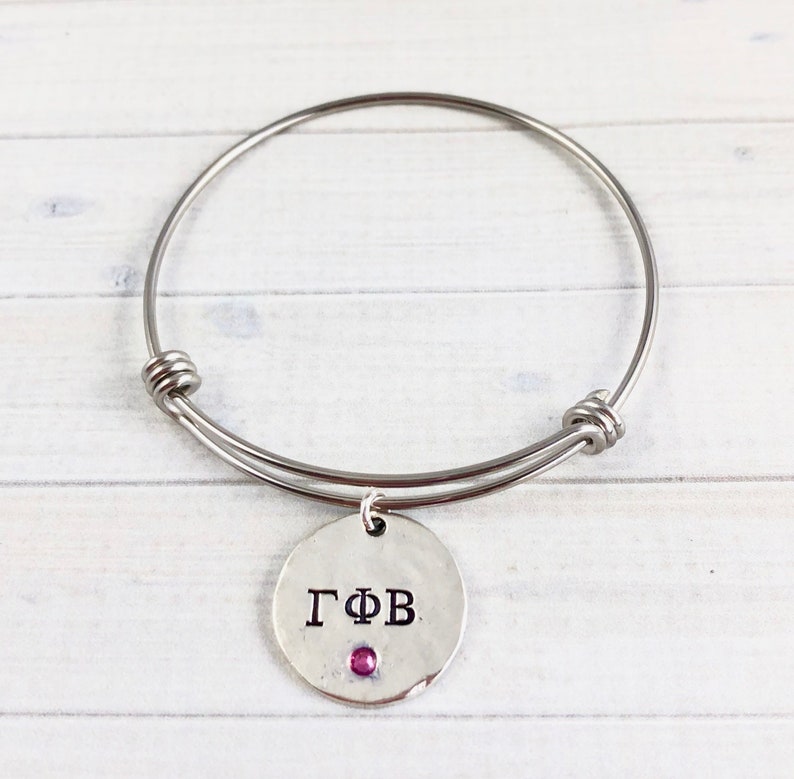 Gamma Phi Beta Bracelet, Gamma Phi Beta Bangle Bracelet, Sorority Bracelet, Sorority Alumnae, Sorority Legacy, Sorority Mom image 1