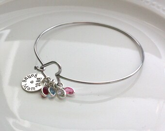Bonus Mom Bracelet, Bonus Mom Jewelry, Heart Bangle Bracelet, Personalized Bonus Mom Bracelet, Bonus Mom Mother's Day Gift