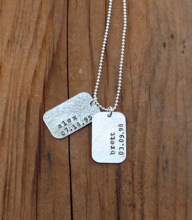 Dog Tag Necklace Personalized Dog Tags Silver Couples Gift Etsy