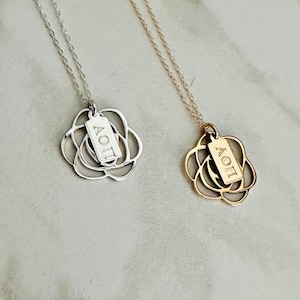 Alpha Omicron Pi Necklace - AOPi Jewelry - Sorority Necklace - Sorority Jewelry - Sterling Silver - Big Sis Little Sis Gift - Sorority Gift