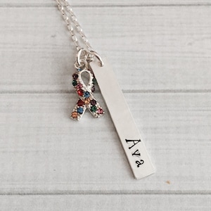 Autism Necklace, Autism Awareness, Special Needs Teacher Gift, Autism Awareness Month, Autism Ribbon Necklace, Autism Awareness Ribbon