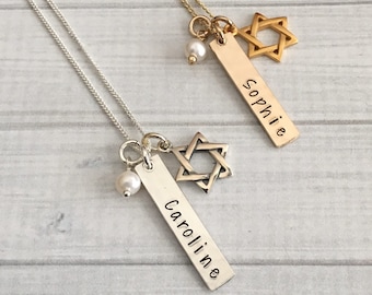 Bat Mitzvah Necklace, Bat Mitzvah Gift, Bat Mitzvah Jewelry, Bat Mitzvah Charm Necklace, Star of David Necklace, Hanukkah Gift