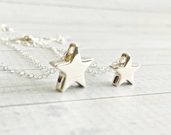 Mother Daughter Necklace Set, Mother Daughter Jewelry, Star Necklace, Mom Daughter Gift Set, Best Friend Gift, Mother's Day Jewelry