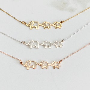 Mama and Baby Elephants Necklace, Mom and 2 Baby Elephants, Elephant Necklace, New Mom Gift, Mother Necklace, Christmas Gift for Mom