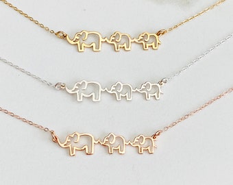 Mama and Baby Elephants Necklace, Mom and 2 Baby Elephants, Elephant Necklace, New Mom Gift, Mother Necklace, Christmas Gift for Mom