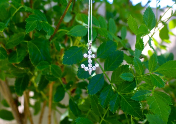Delta Gamma Anchor Pendant With Cubic Zirconias - Sterling Silver Sorority Necklace