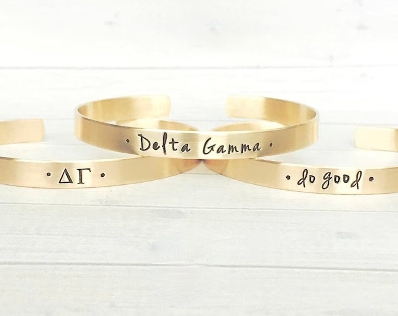 Delta Gamma Bracelet Delta Gamma Jewelry Delta Gamma Do Good Sorority Cuff Bracelet Big Little Gift Sorority Initiation Gift image 2