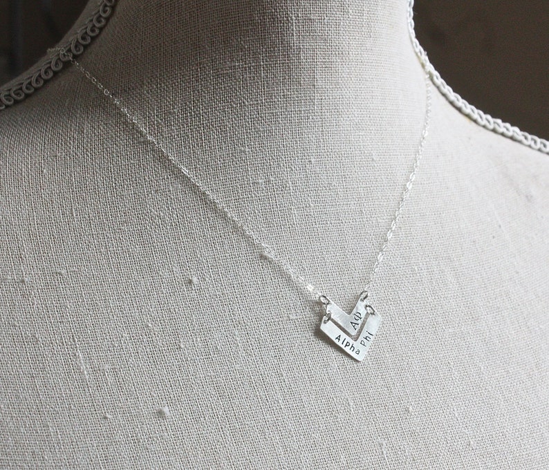 Alpha Phi Necklace Alpha Phi Chevron Necklace Sterling Silver Chevron Sorority Jewelry Gold Sorority Jewelry Greek Jewelry Big Sis Lil Sis image 3