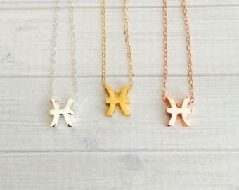 Pisces Zodiac Necklace - Pisces Zodiac Symbol Necklace - Pisces Zodiac Sign Necklace - Pisces Zodiac Jewelry