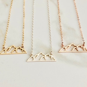 Mountain Necklace, Sterling Silver Mountain Necklace, Gold Mountain, Rose Gold Mountain, Outdoors Lover Gift, Girlfriend, Hiking Lover Gift