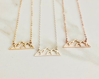 Mountain Necklace, Sterling Silver Mountain Necklace, Gold Mountain, Rose Gold Mountain, Outdoors Lover Gift, Girlfriend, Hiking Lover Gift