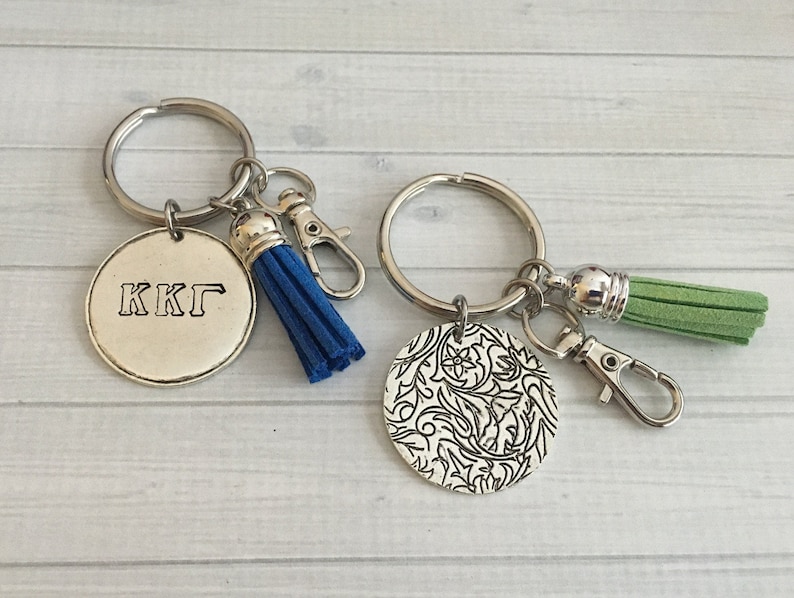 Chi Omega Key Chain, Sorority Key Chain, Tassel Key Chain, Personalized Sorority Key Chain, Sorority Rush Gift, Big Little Gift image 2