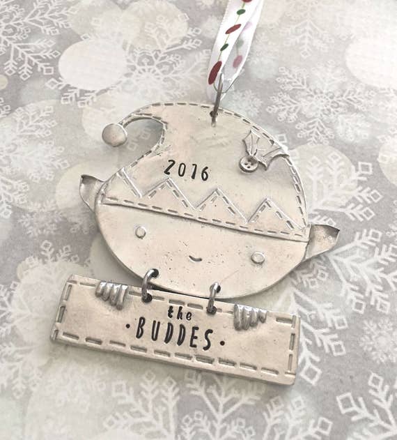 Personalized Ornament, Elf Ornament, Family Ornament, Home Decor Ornament, Pewter Christmas Ornament, 2025 Ornament, Keepsake Ornament