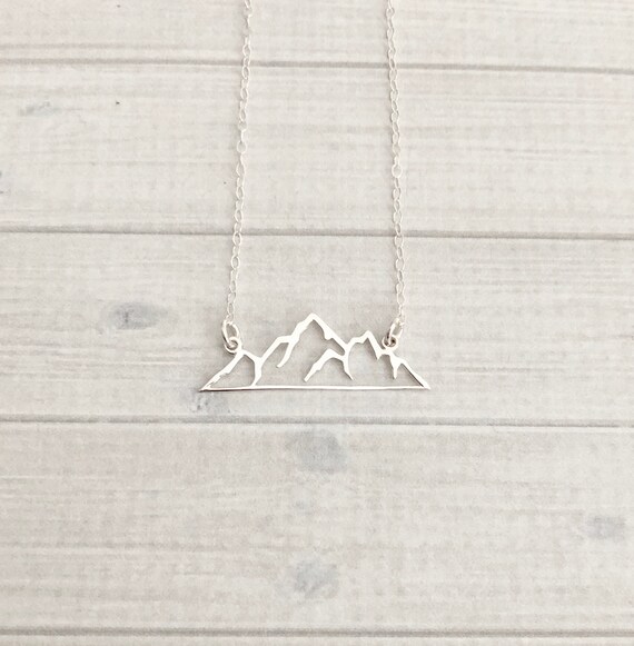 Mountain Necklace Sterling Silver Mountain Necklace Outdoors Etsy
