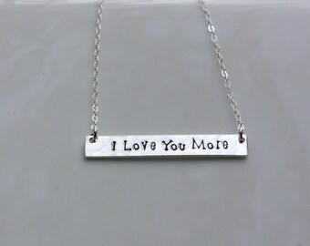 I Love You More, Gold or Silver Rectangle Necklace, Gold Bar Necklace Silver Bar Necklace, Mother Daughter Necklace