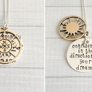 2025 Graduation Necklace, Go Confidently In The Direction of Your Dreams, Inspirational Jewelry, Hidden Message Necklace 2025 Grad Gift