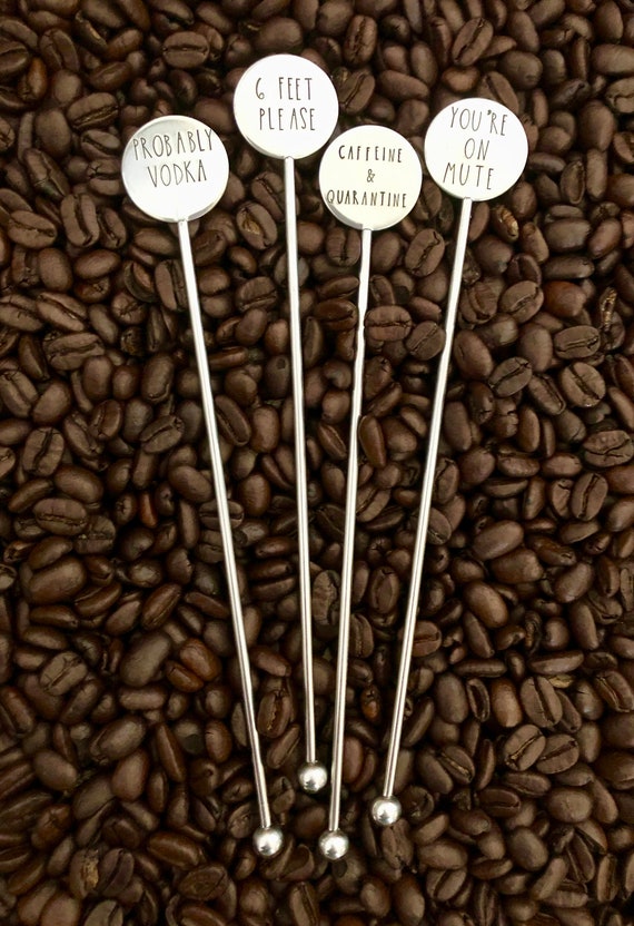 5'' 5Pcs Stainless Steel Coffee Stir Sticks with Stirrers Holder