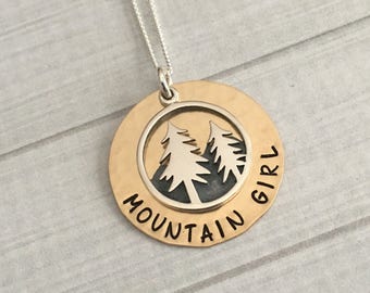 Mountain Necklace, Mountain Jewelry, The Mountains Are Calling, Mountain Girl Necklace, Outdoor Lover Gift, Mother's Day Gift