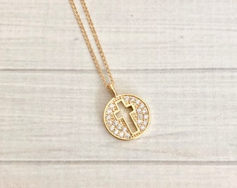 First Communion Necklace, Confirmation Necklace, Confirmation Sponsor Gift, 1st Communion Gift, Cross Necklace, God Daughter, Crystal Cross