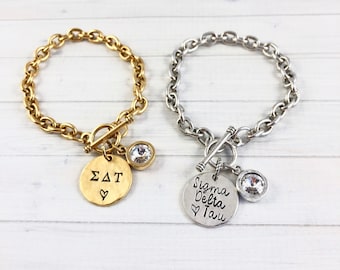 Sigma Delta Tau Bracelet, Sigma Delta Tau Jewelry, Big Sis Little Sis Gift, Sorority Initiation Gift, Sorority Christmas Gift