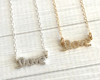 Love Necklace, Crystal Necklace, Mother's Day Necklace, Girlfriend Gift, Ready to Ship