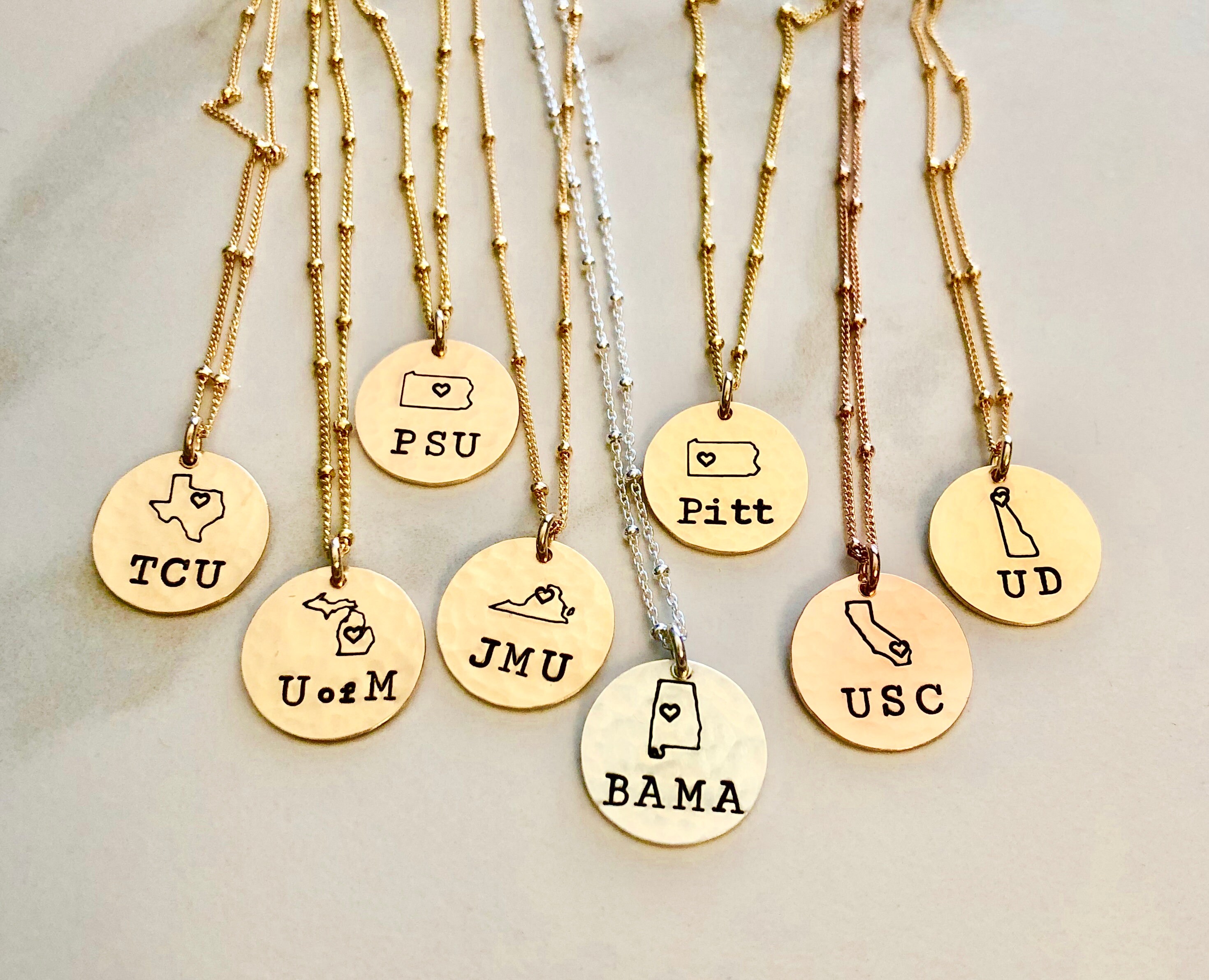 College necklace,University Necklace,Personalized Jewelery,Personalized