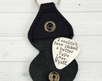 Custom Guitar Pick with Leather Case, Guitar Pick, TOP SELLER, Personalized Guitar Pick, Father's Day Gift for Him, Wedding Gift