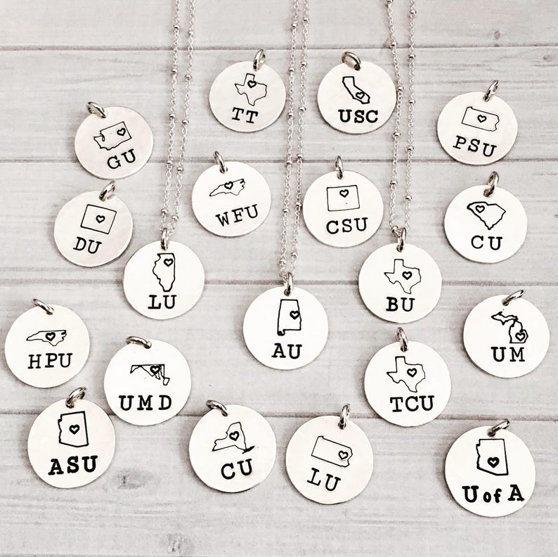 Graduation Necklace College Necklace Graduation Gift Silver Etsy