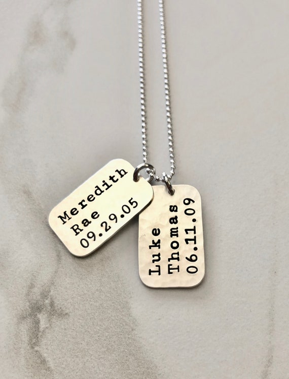 Unique Small Dog Tag Necklace for Men, Engraved Mens Dog Tag, Dad Necklace  Kids Names, New Dad Jewelry, Father's Day Necklace 