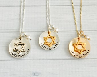 Bat Mitzvah Necklace - Bat Mitzvah Gift - Bat Mitzvah Jewelry - Bat Mitzvah Charm Necklace - Star of David Necklace - Hanukkah Gift