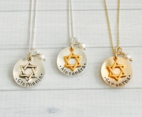 Bat Mitzvah Necklace Bat Mitzvah Gift Bat Mitzvah Jewelry Bat Mitzvah Charm Necklace Star of David Necklace Hanukkah Gift Etsy Canada