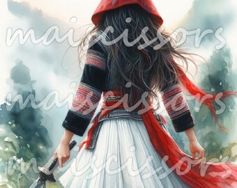 Hmong Asian Shaman Mulher Clipart Arte Digital