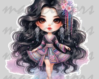 Hmong Asian Chibi Mermaid Woman PNG Clipart Digital Art - Etsy