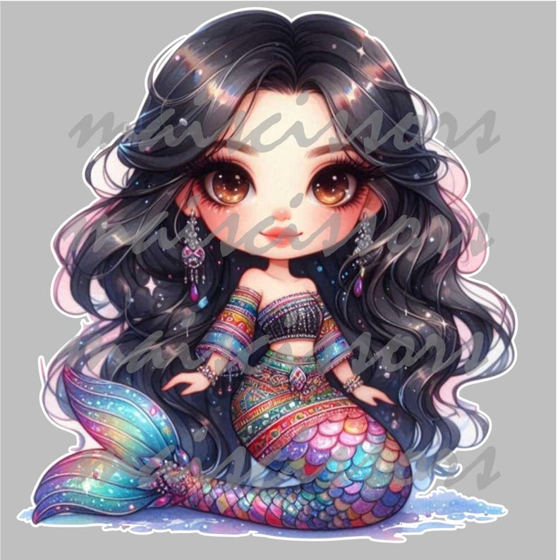 Hmong Asian Chibi Mermaid Woman PNG Clipart Digital Art - Etsy
