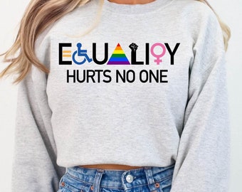 Equality Hurts No One Sweatshirt, Equal Rights Hoodie, LGBTQ Sweatshirt, Rainbow Hoodie, Human Rights Sweat, BLM Sweat, Social Justice Sweat