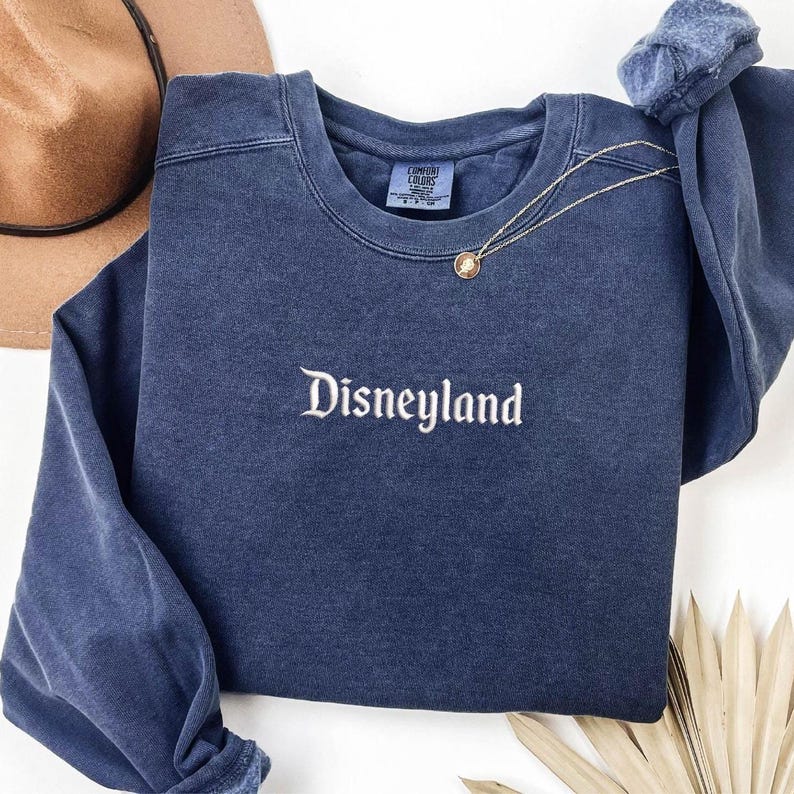 Embroidered Disneyland Comfort Colors® Crewneck Sweatshirt – Gildan Crewneck and Hoodie Disneyland Apparel image 4
