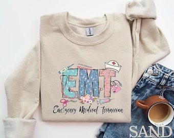 Comfort Colors EMT Nurse Sweatshirt: Personalized Paramedic Crewneck