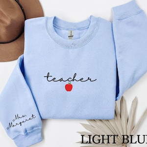 Embroidered Teacher Sweatshirt: Custom Name, Comfort Colors Crewneck