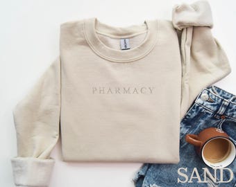 Embroidered Pharmacy Sweatshirt: Comfort Colors Crewneck