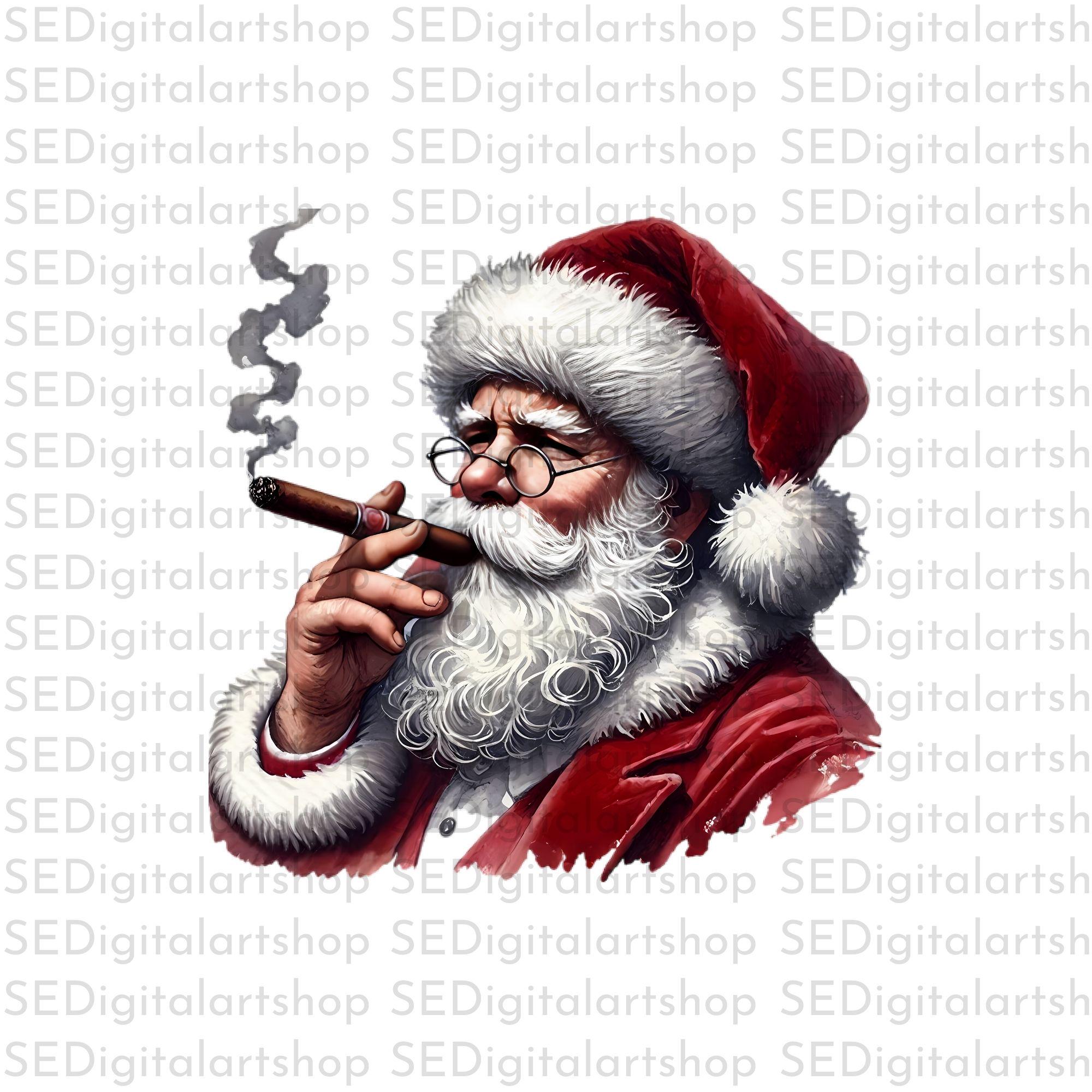 Vintage Santa Smoking Cigar Digital Art for Sublimation & DTF Printing |  Christmas Theme