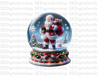 Santa Claus Christmas Snow Globe PNG - Festive Digital Art for Sublimation & DTF Printing