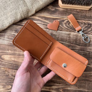 Cartera de cuero hecha a mano de cuero genuino / Cartera de cuero marrón / Regalo único para hombre
